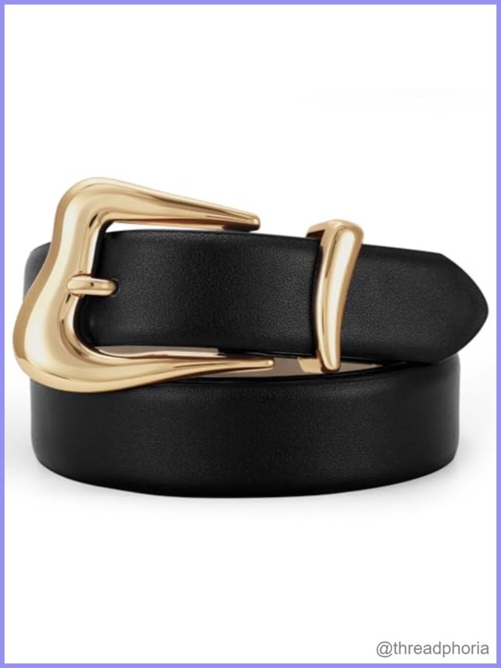 Women PU Leather Belt with Gold Buckle Fashion Waist Belt